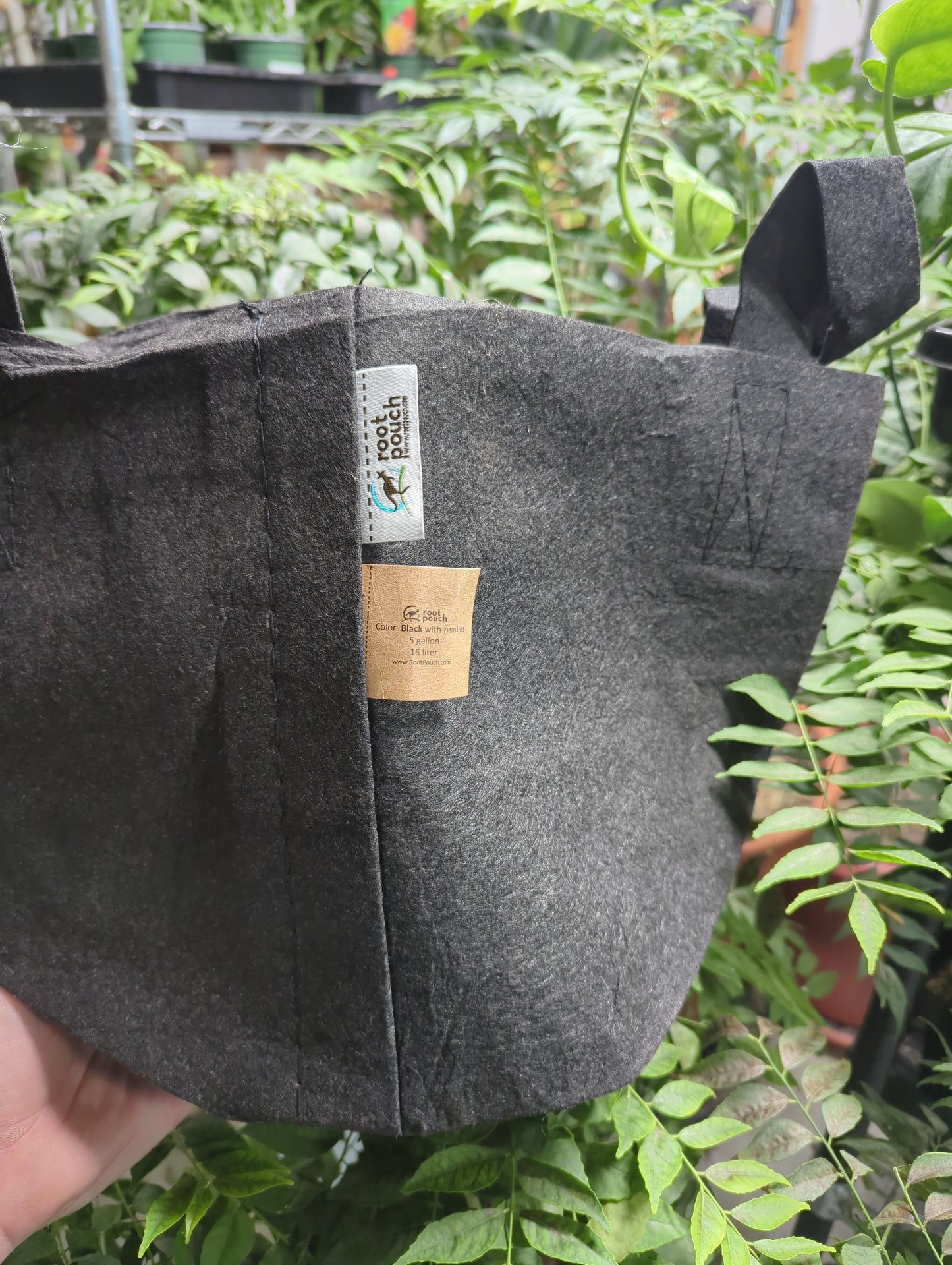 5 GALLON W / HANDLES BLACK FABRIC POT