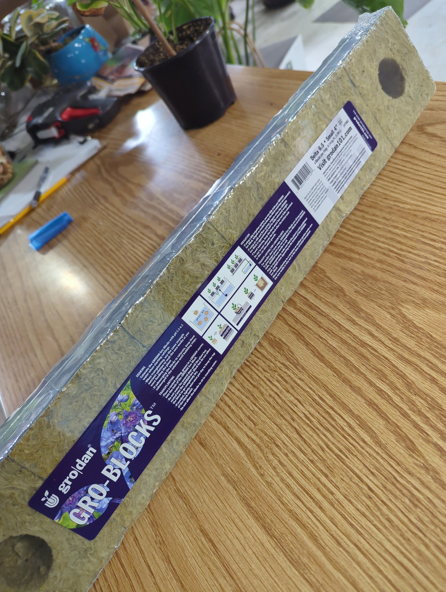 Grodan Block 4in with hole rockwool